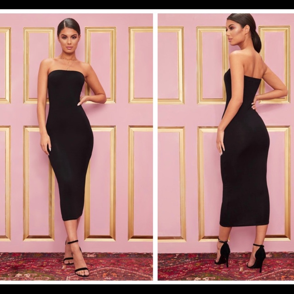 black bandeau pretty little thing dress